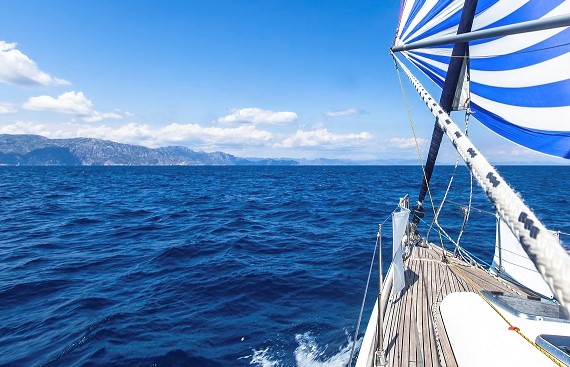Boat in sailing regatta. Luxury yachts.